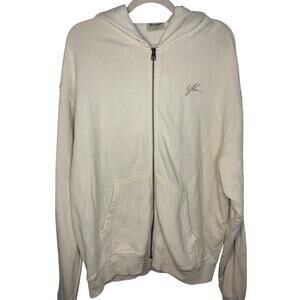 YoungLA Full Zip Hoodie Men's Size Medium Cream Athleisure Sweatshirt NWOT